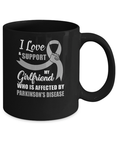 Parkinson's Disease Awareness Support Grey Girlfriend Boyfriend Mug-Coffee Mug-11oz Mug-Black