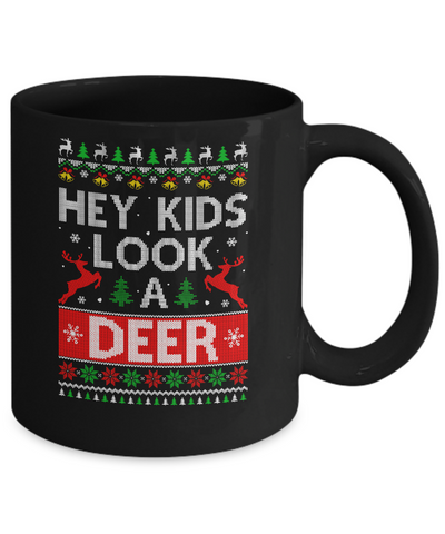 Hey Kids Look A Deer Family Ugly Sweater Christmas Mug-Coffee Mug-11oz Mug-Black