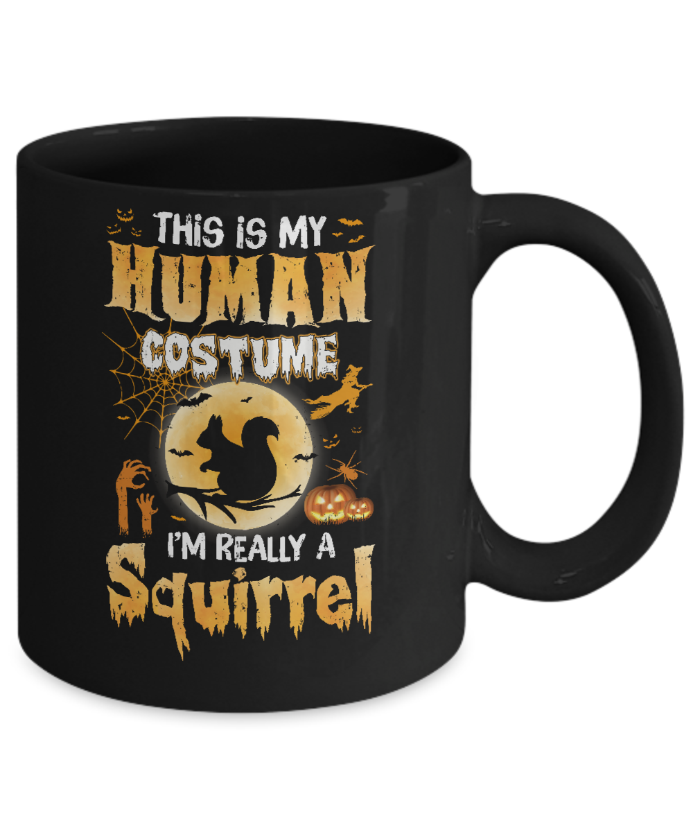 Funny Squirrel Human Costume Halloween Mug-Coffee Mug-11oz Mug-Black