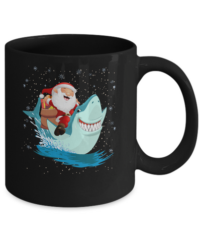 Santa Claus Riding Shark Christmas Xmas Gift Mug-Coffee Mug-11oz Mug-Black