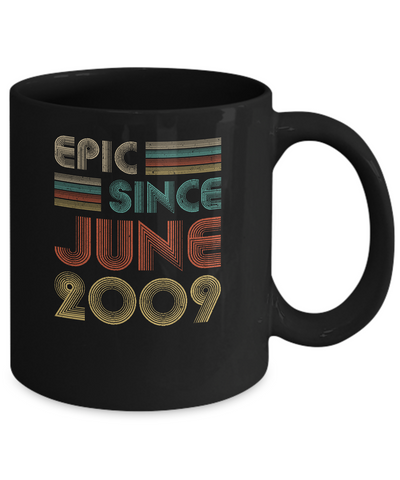 Epic Since June 2009 Vintage 12th Birthday Gifts Youth Mug-Coffee Mug-11oz Mug-Black