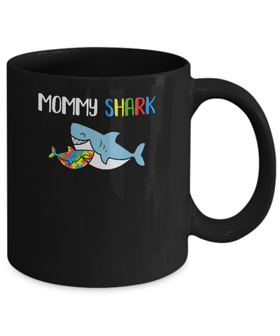 Mommy Shark Support Autism Awareness For Child Mug-Coffee Mug-11oz Mug-Black