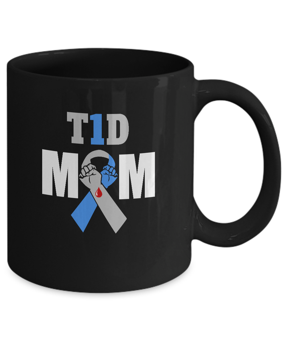 Diabetes awareness T1D Proud Type 1 Diabetes Mom Mug-Coffee Mug-11oz Mug-Black