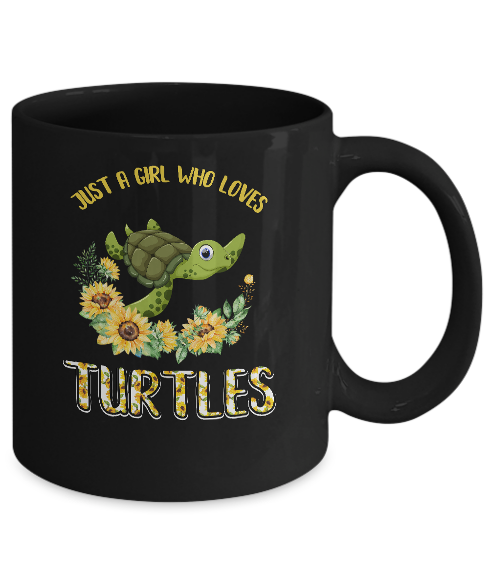 Just A Girl Who Loves Turtles And Sunflowers Mug-Coffee Mug-11oz Mug-Black