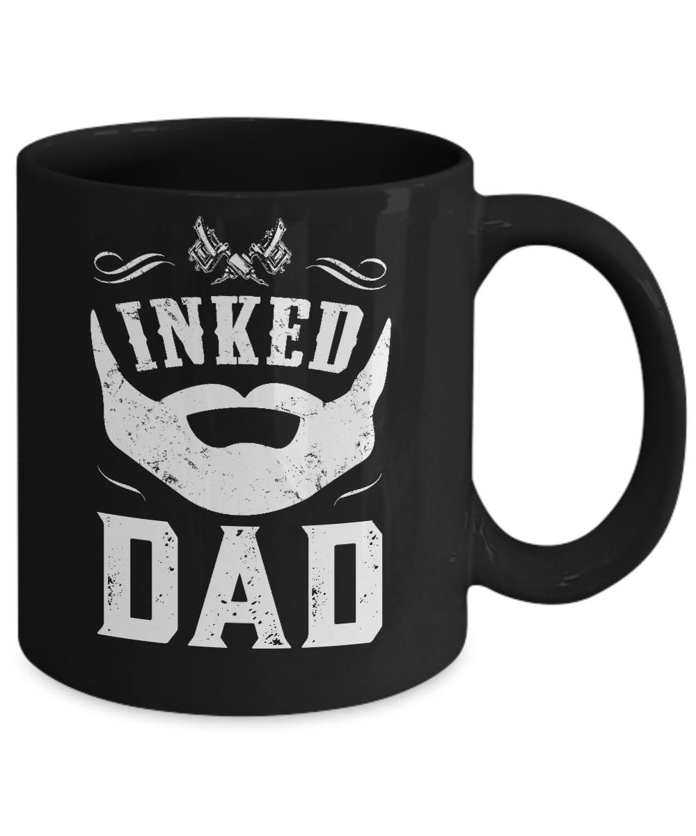 Inked Dad Bearded Man Tattooed Tattoos Fathers Day Mug-Coffee Mug-11oz Mug-Black
