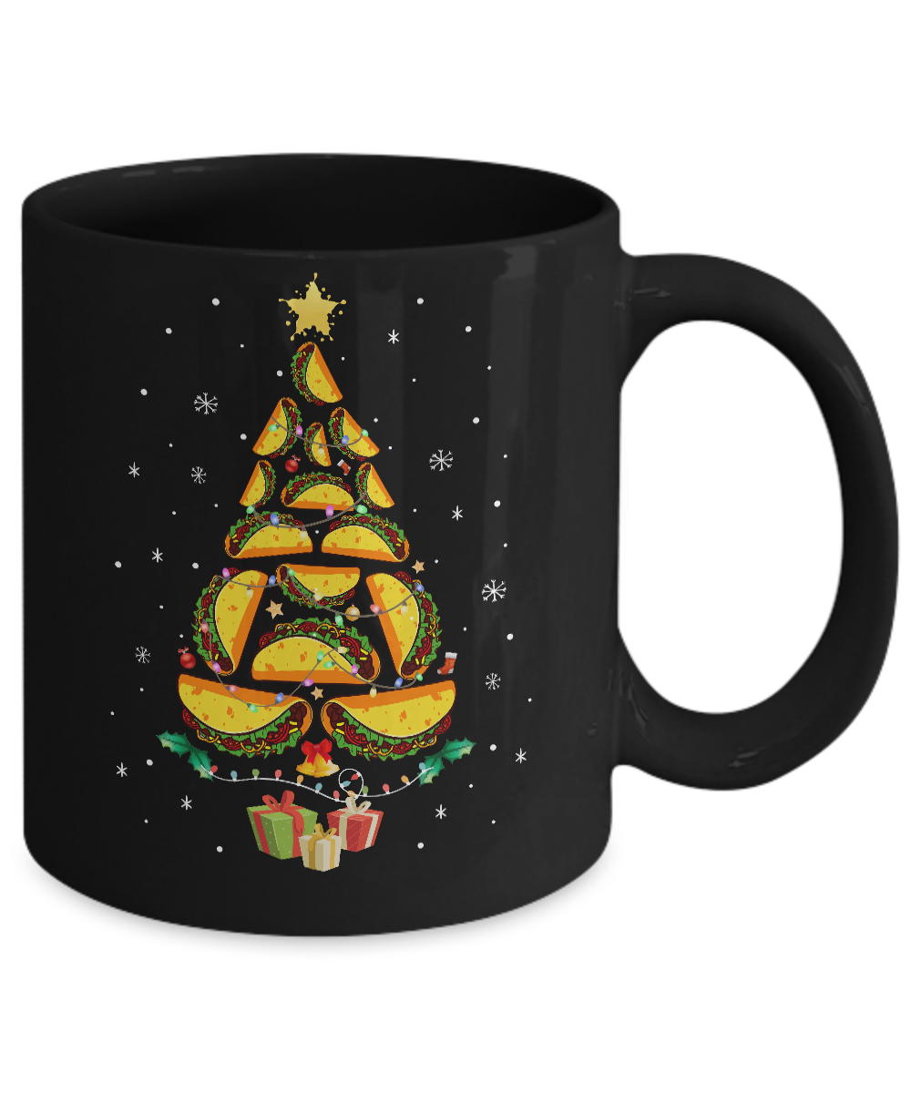 Funny Tacos Christmas Tree Ugly Christmas Sweater Mug-Coffee Mug-11oz Mug-Black