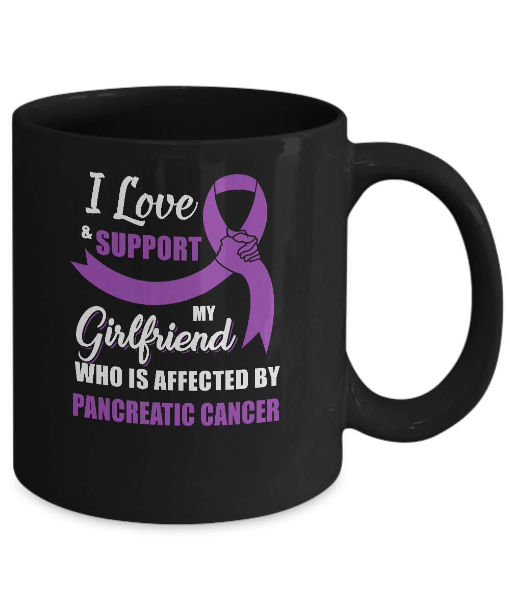 Pancreatic Cancer Awareness Support Purple Girlfriend Boyfriend Mug-Coffee Mug-11oz Mug-Black