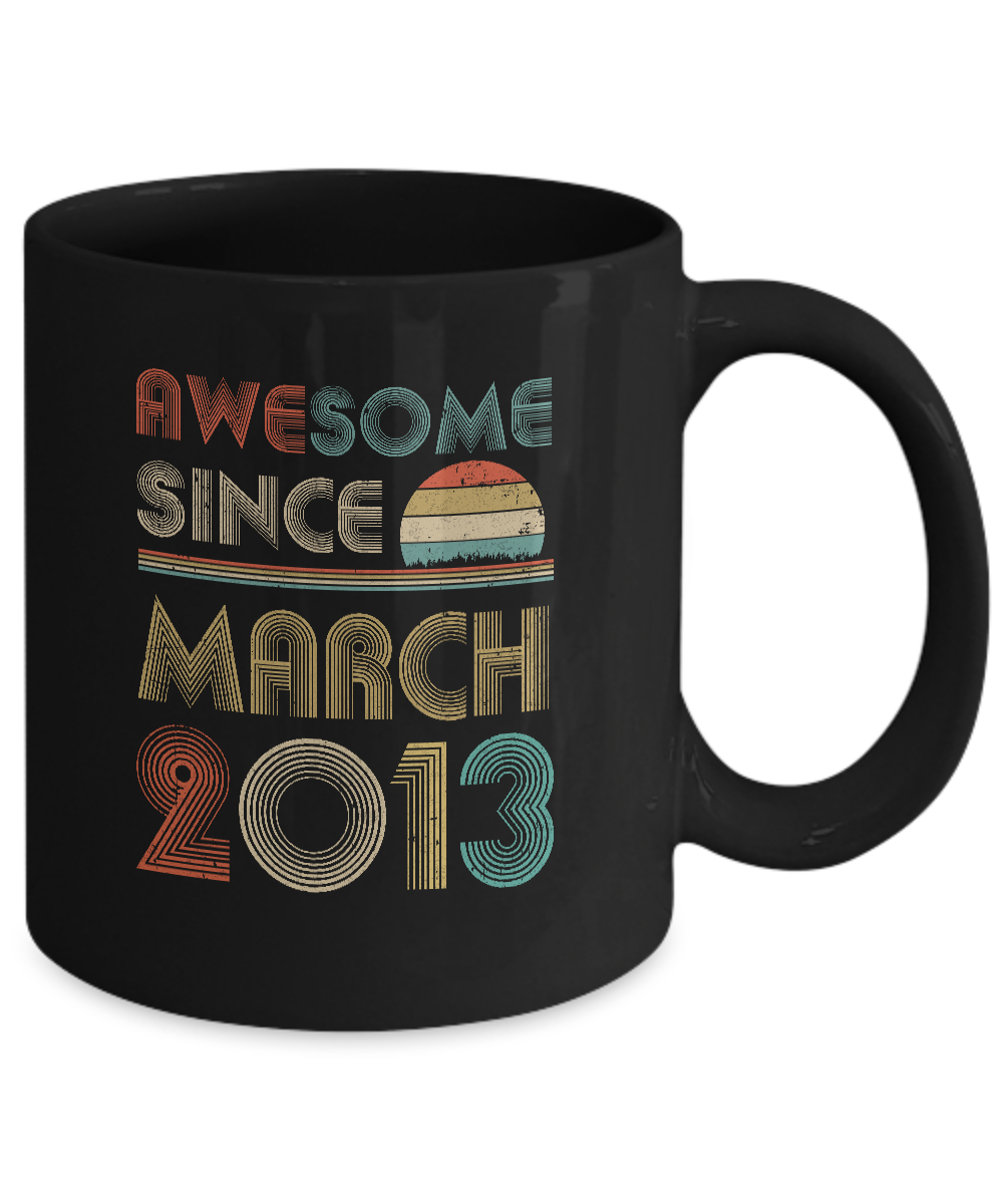 Awesome Since March 2013 Vintage 8th Birthday Gifts Youth Mug-Coffee Mug-11oz Mug-Black