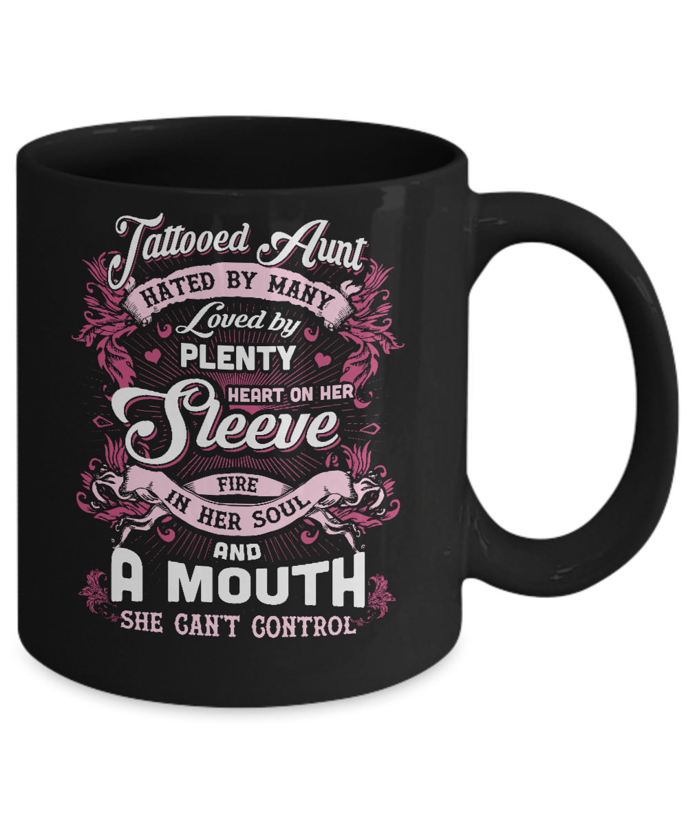Tattooed Aunt Hated By Many Loved By Plenty Heart On Her Sleeve Mug-Coffee Mug-11oz Mug-Black