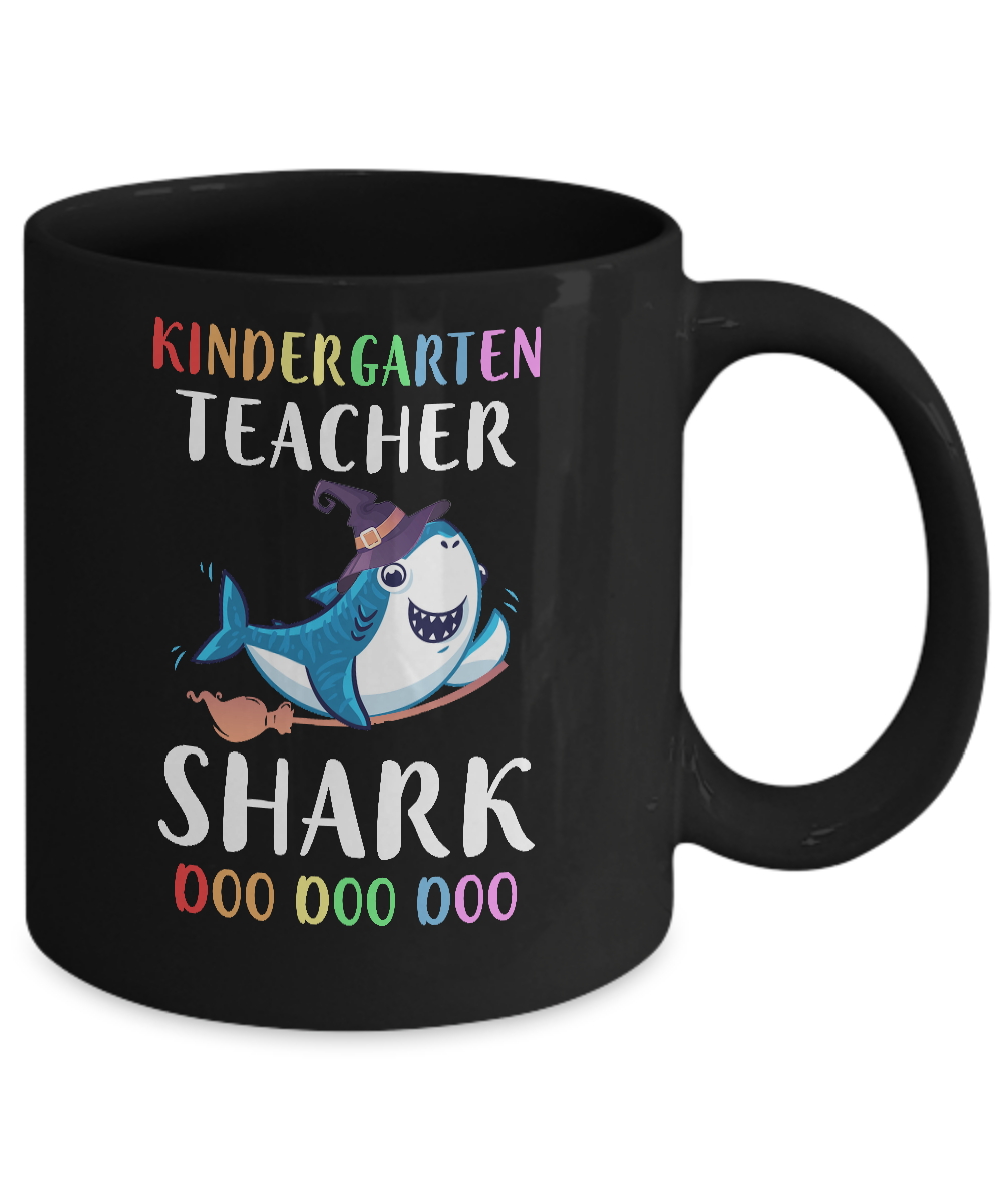 Kindergarten Teacher Shark Doo Doo Doo Halloween Mug-Coffee Mug-11oz Mug-Black
