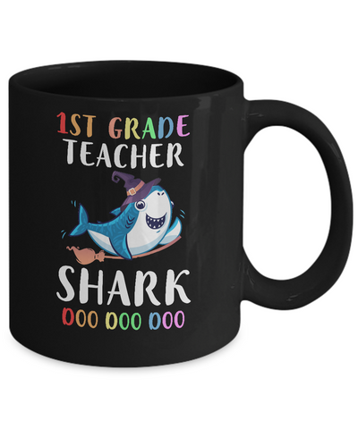 1st Grade Teacher Shark Doo Doo Doo Halloween Mug-Coffee Mug-11oz Mug-Black
