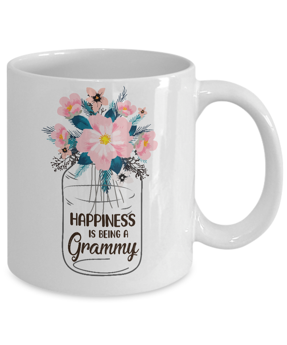 Happiness Is Being Grammy Life Flower Grammy Gifts Mug-Coffee Mug-11oz Mug-White