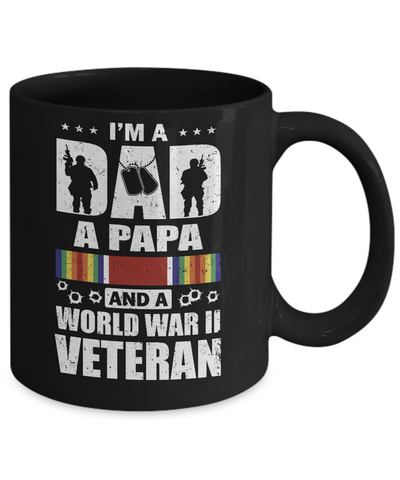 A Dad A Papa And A World War II Veteran Fathers Day Mug-Coffee Mug-11oz Mug-Black