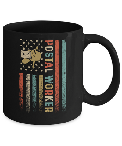 Postal Worker American Flag Mail Carrier Delivery Mug-Coffee Mug-11oz Mug-Black