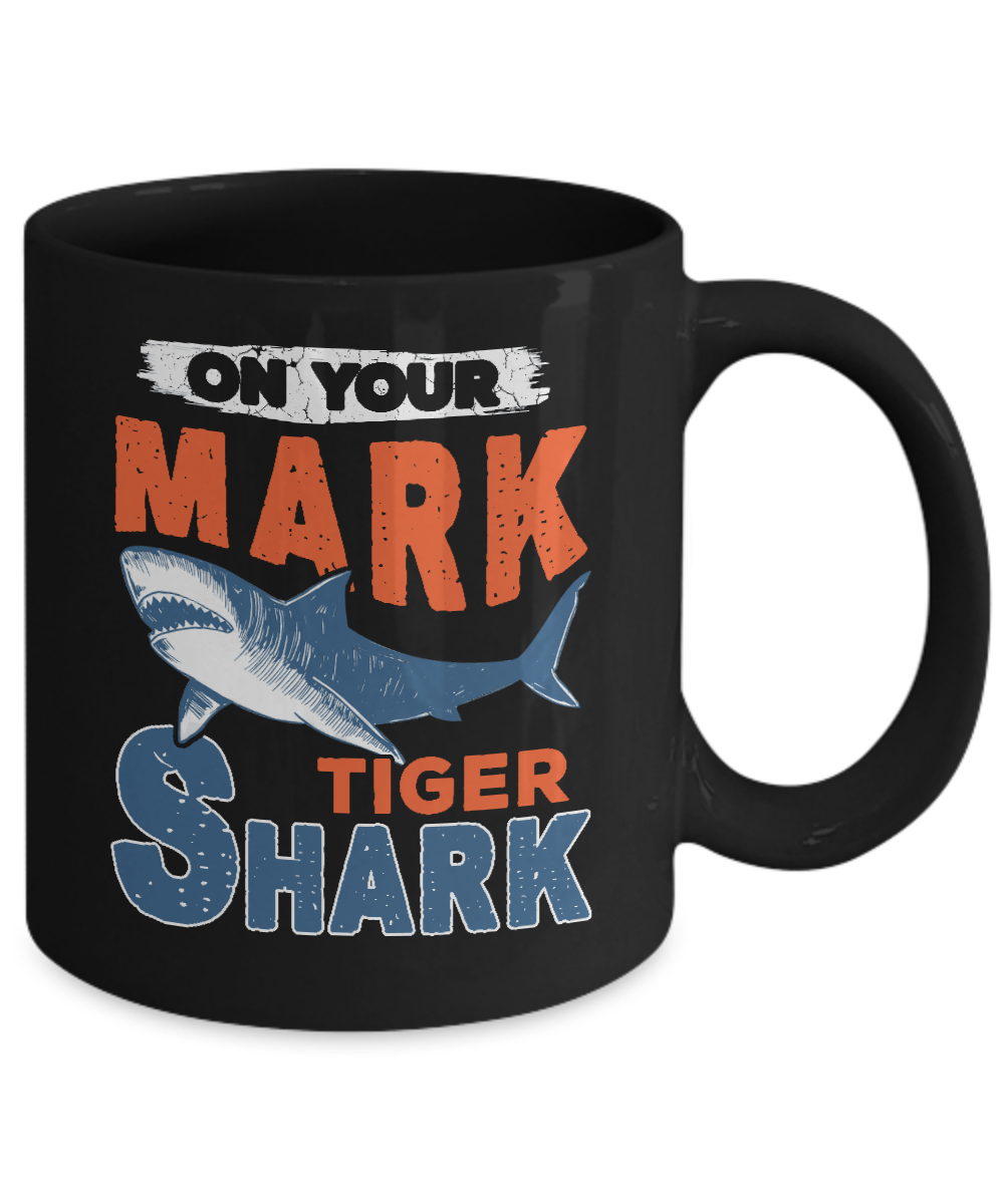 On Your Mark Tiger Shark Distressed Mug-Coffee Mug-11oz Mug-Black