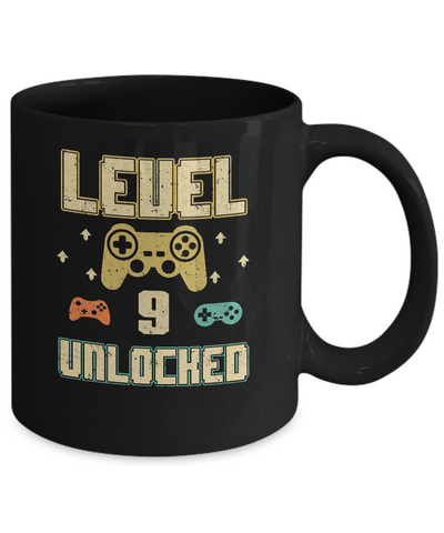 Level 9 Unlocked Video Gamer 9th Birthday Gift Mug-Coffee Mug-11oz Mug-Black