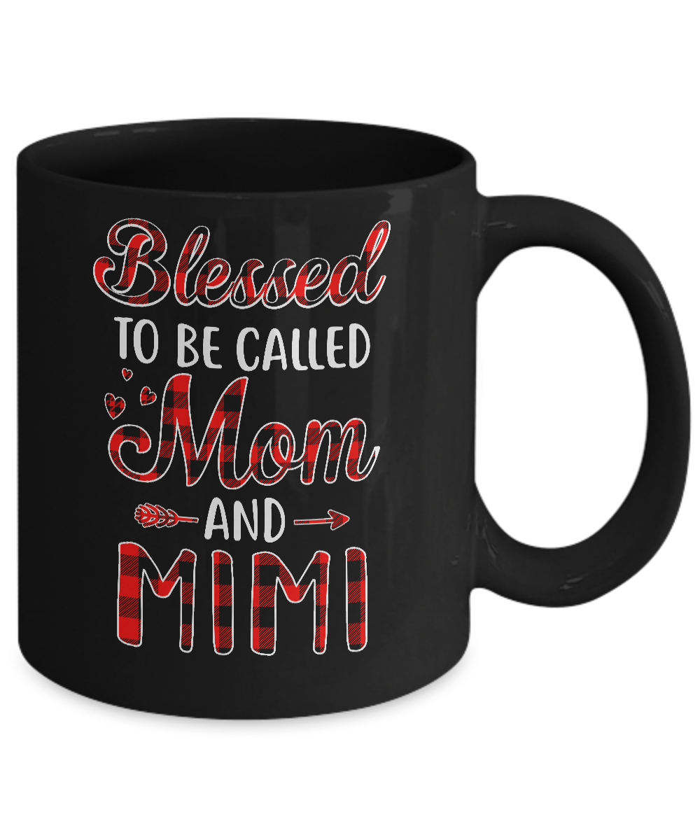 Red Buffalo Plaid Blessed To Be Called Mom And Mimi Mug-Coffee Mug-11oz Mug-Black