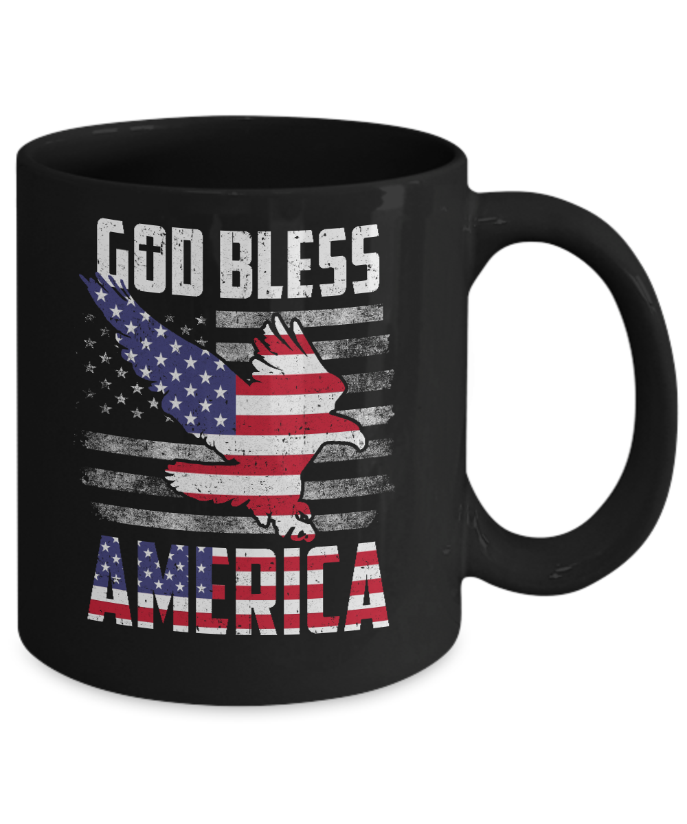 Patriotic God Bless America Flag Eagle 4Th Of July Mug-Coffee Mug-11oz Mug-Black