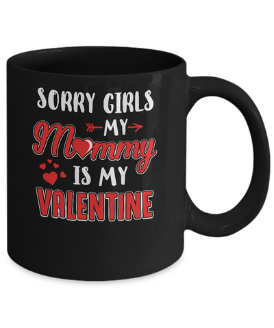 Funny Valentines Day Toddler Boy Mommy Is My Valentine Mug-Coffee Mug-11oz Mug-Black