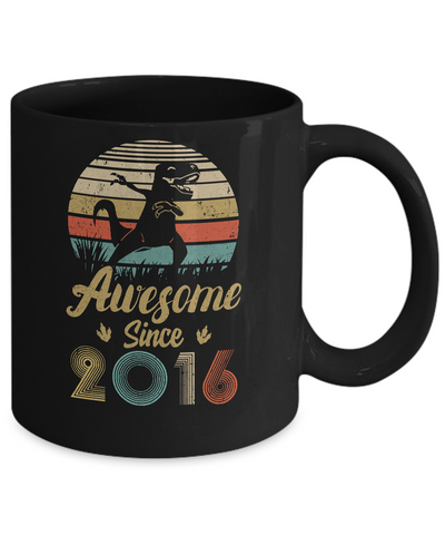 Awesome Since 2016 5th Years Old Dinosaur Birthday Gift Youth Mug-Coffee Mug-11oz Mug-Black