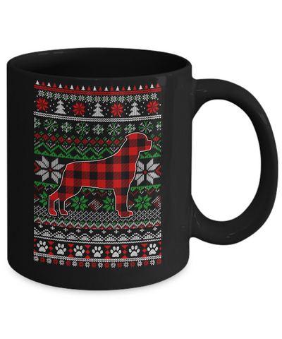 Rottweiler Red Plaid Ugly Christmas Sweater Gifts Mug-Coffee Mug-11oz Mug-Black