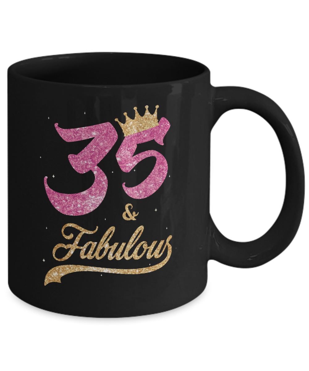 35 And Fabulous 1986 35th Birthday Gift Mug-Coffee Mug-11oz Mug-Black