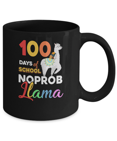 100 Days Of School Shirt Cute No Probllama Llama Mug-Coffee Mug-11oz Mug-Black