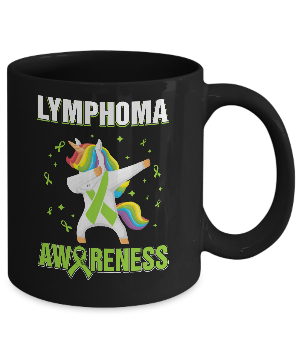 Inspirational Lymphoma Awareness Unicorn Support Mug-Coffee Mug-11oz Mug-Black