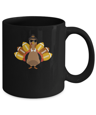 Turkey And Football Thankful Funny Thanksgiving Mug-Coffee Mug-11oz Mug-Black