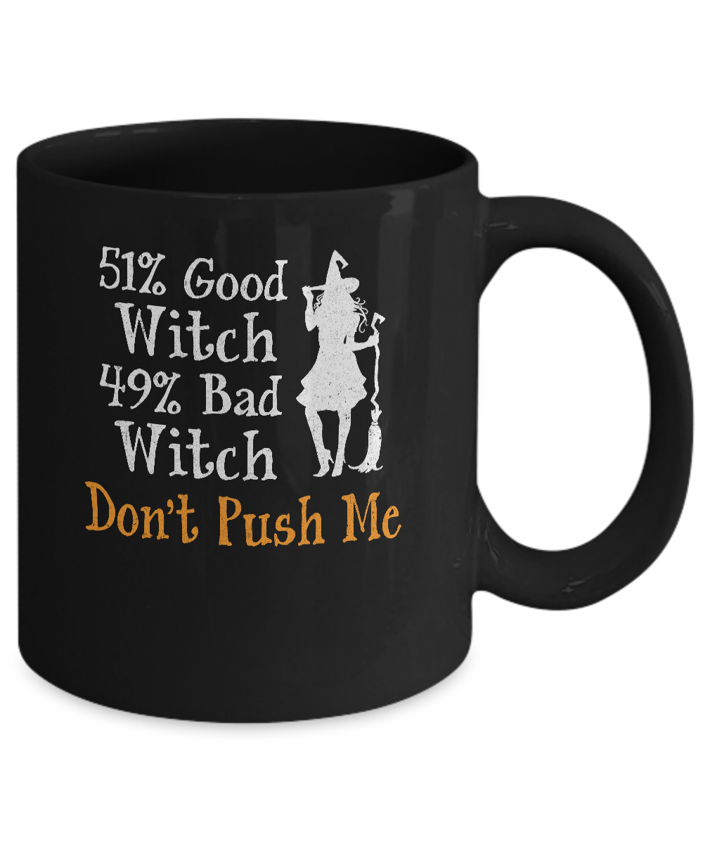 51% Good Witch 49% Bad Witch Halloween Costume Gift Mug-Coffee Mug-11oz Mug-Black