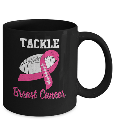 Football Survivor Tackle Pink Breast Cancer Awareness Mug-Coffee Mug-11oz Mug-Black