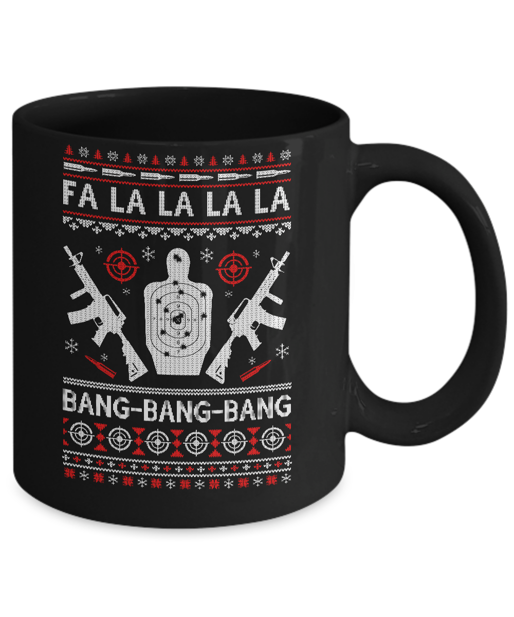 Bang Bang Bang AR-15 Gun Point Ugly Christmas Sweater Mug-Coffee Mug-11oz Mug-Black