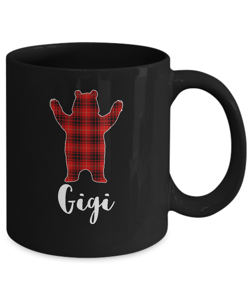 Red Gigi Bear Buffalo Plaid Family Christmas Pajamas Mug-Coffee Mug-11oz Mug-Black
