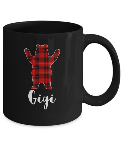 Red Gigi Bear Buffalo Plaid Family Christmas Pajamas Mug-Coffee Mug-11oz Mug-Black