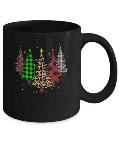 Merry Christmas Tree Leopard Buffalo Plaid Xmas Gifts Mug-Coffee Mug-11oz Mug-Black
