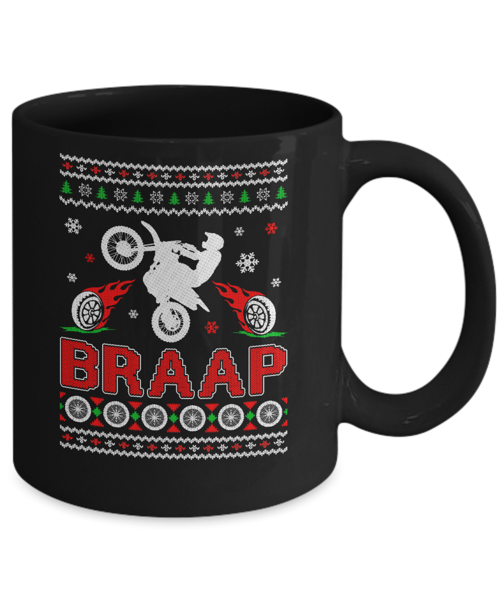 Motocross Sweater Christmas Dirt Bike BRAAP Mug-Coffee Mug-11oz Mug-Black