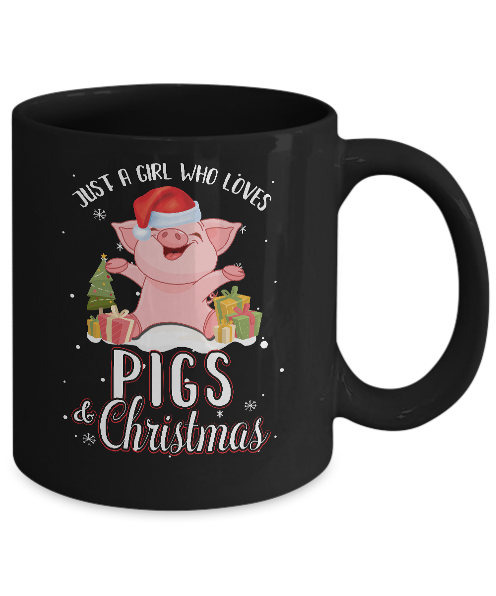 Just A Girl Who Loves Pigs And Christmas Mug-Coffee Mug-11oz Mug-Black