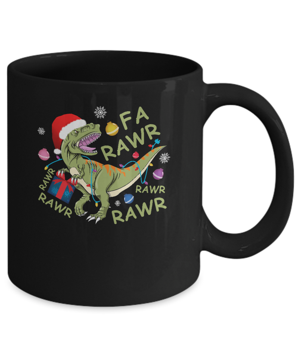 Christmas Funny Dinosaur T-Rex Claus Fa Rawr Rawr Mug-Coffee Mug-11oz Mug-Black