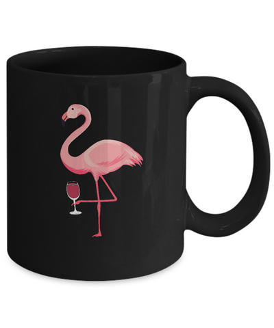 Wine Lover's Pink Flamingo Fun Party Wine Mug-Coffee Mug-11oz Mug-Black
