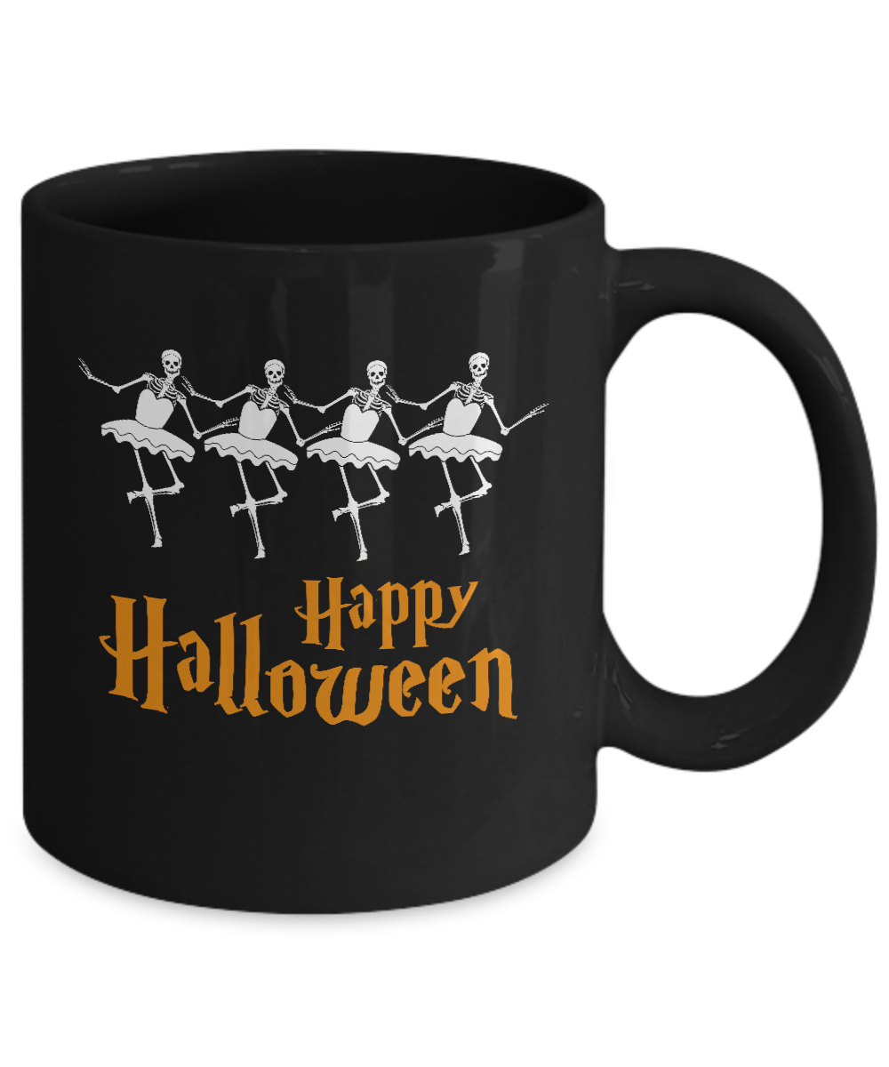 Ballet Skeleton Happy Halloween Mug-Coffee Mug-11oz Mug-Black