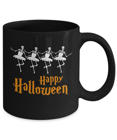 Ballet Skeleton Happy Halloween Mug-Coffee Mug-11oz Mug-Black
