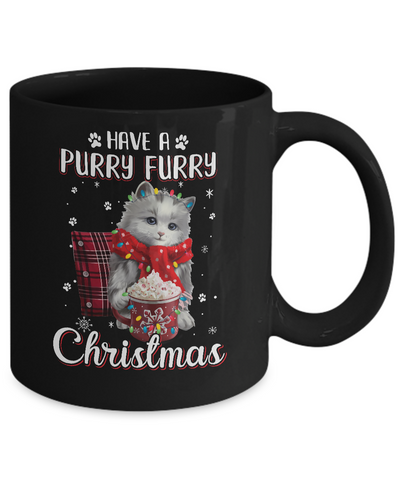 Have A Purry Furry Christmas Funny Holiday Xmas Cat Mug-Coffee Mug-11oz Mug-Black
