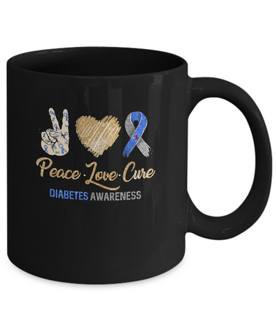 Peace Love Cure Diabetes Awareness Mug-Coffee Mug-11oz Mug-Black