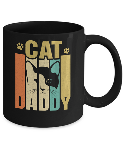 Retro Vintage Daddy Cat Father's Day Gift Mug-Coffee Mug-11oz Mug-Black