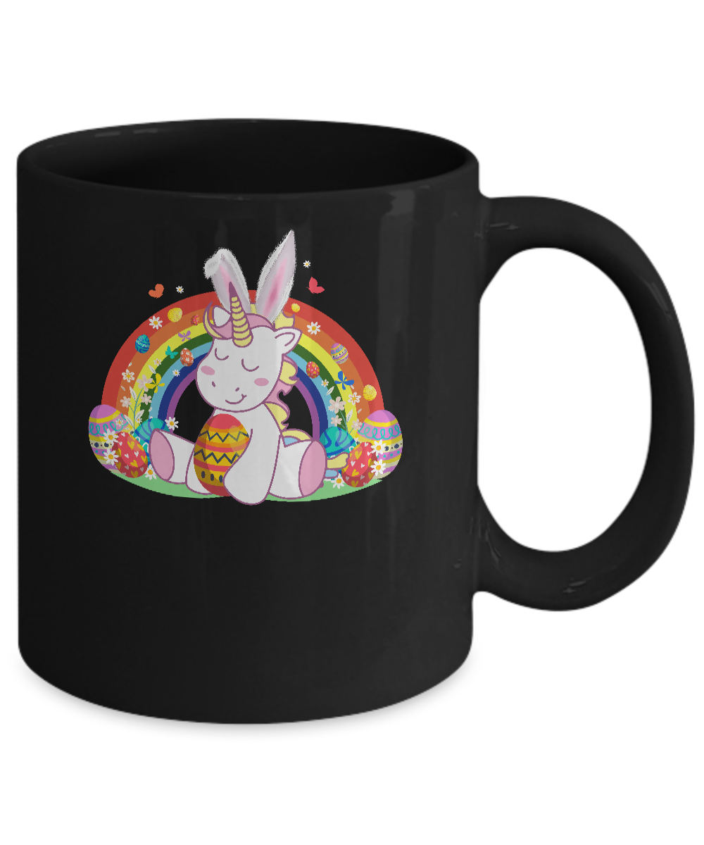 Unicorn Easter With Rainbow And Egg Mug-Coffee Mug-11oz Mug-Black