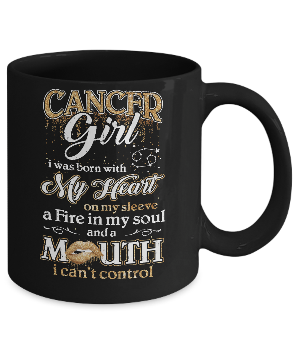 I'm A Cancer Girl Lipstick June July Funny Zodiac Birthday Mug-Coffee Mug-11oz Mug-Black
