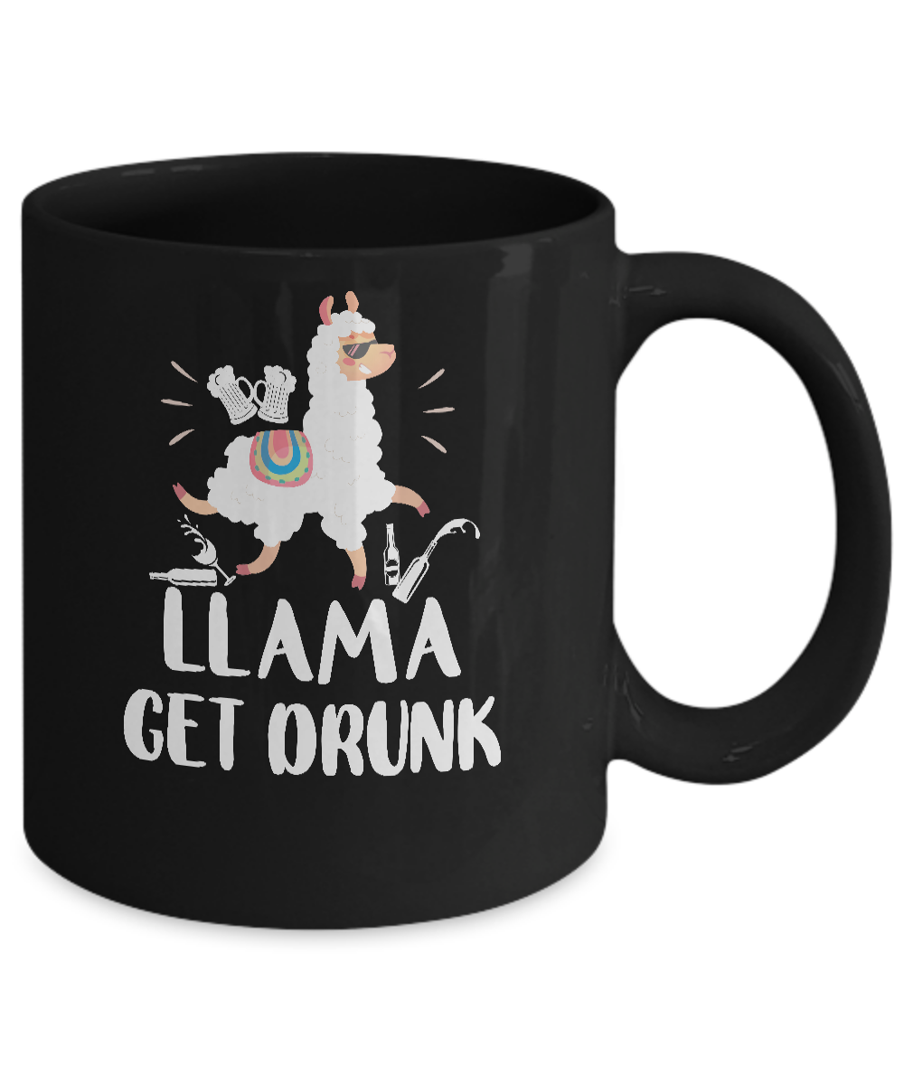 Funny Llama Get Drunk Mom Mommy Drinking Party Mug-Coffee Mug-11oz Mug-Black