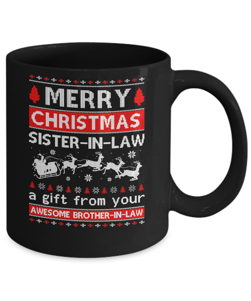 Merry Christmas Sister-In-Law A Gift From Your Brother-In-Law Sweater Mug-Coffee Mug-11oz Mug-Black