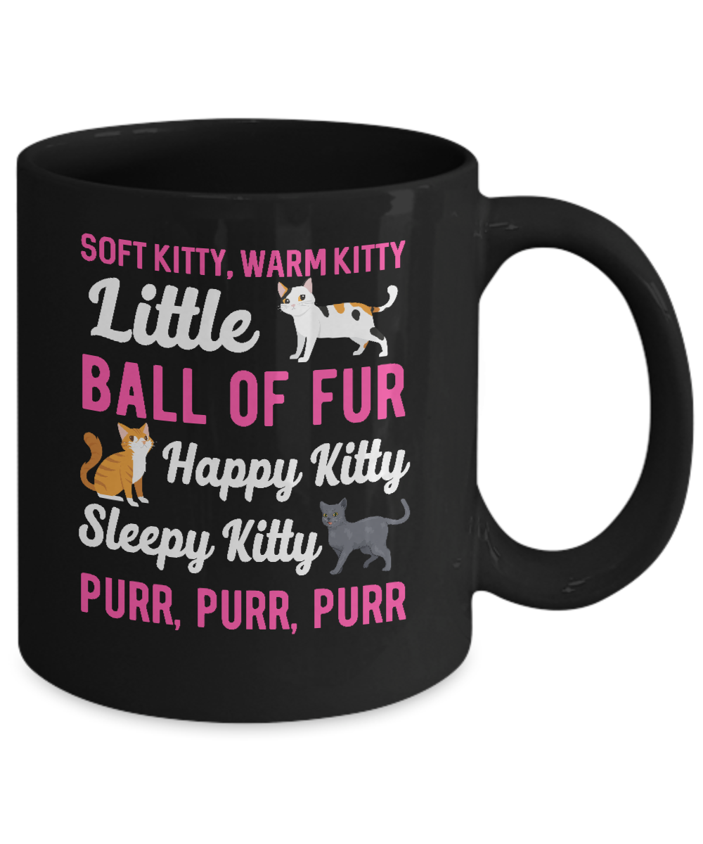 Soft Warm Little Ball Of Fur Happy Sleepy Kitty Cat Mug-Coffee Mug-11oz Mug-Black