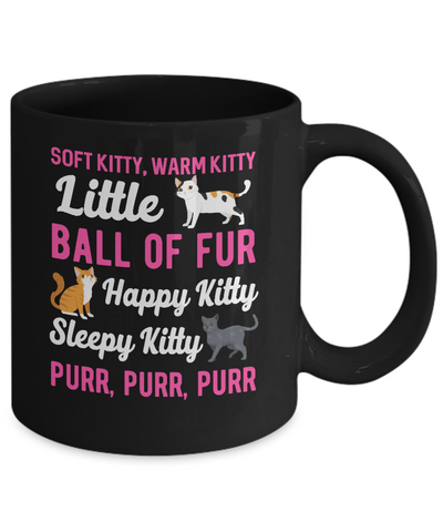 Soft Warm Little Ball Of Fur Happy Sleepy Kitty Cat Mug-Coffee Mug-11oz Mug-Black